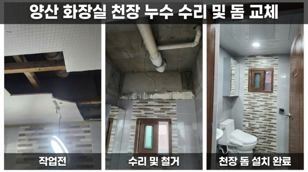 화장실 천장 누수 수리 및 천장 돔 교체